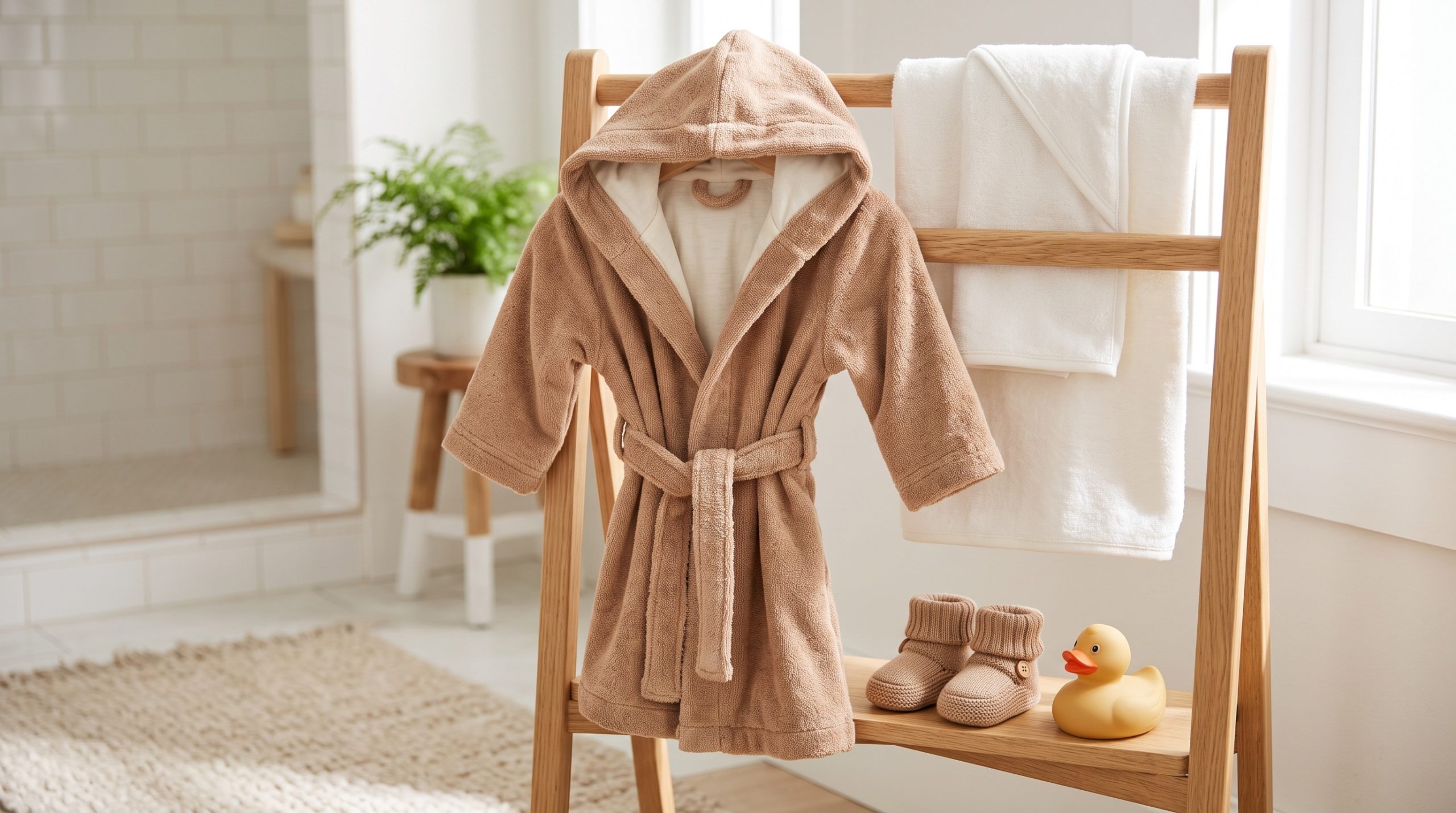 Baby Hooded Bathrobe with Booties - Image 4