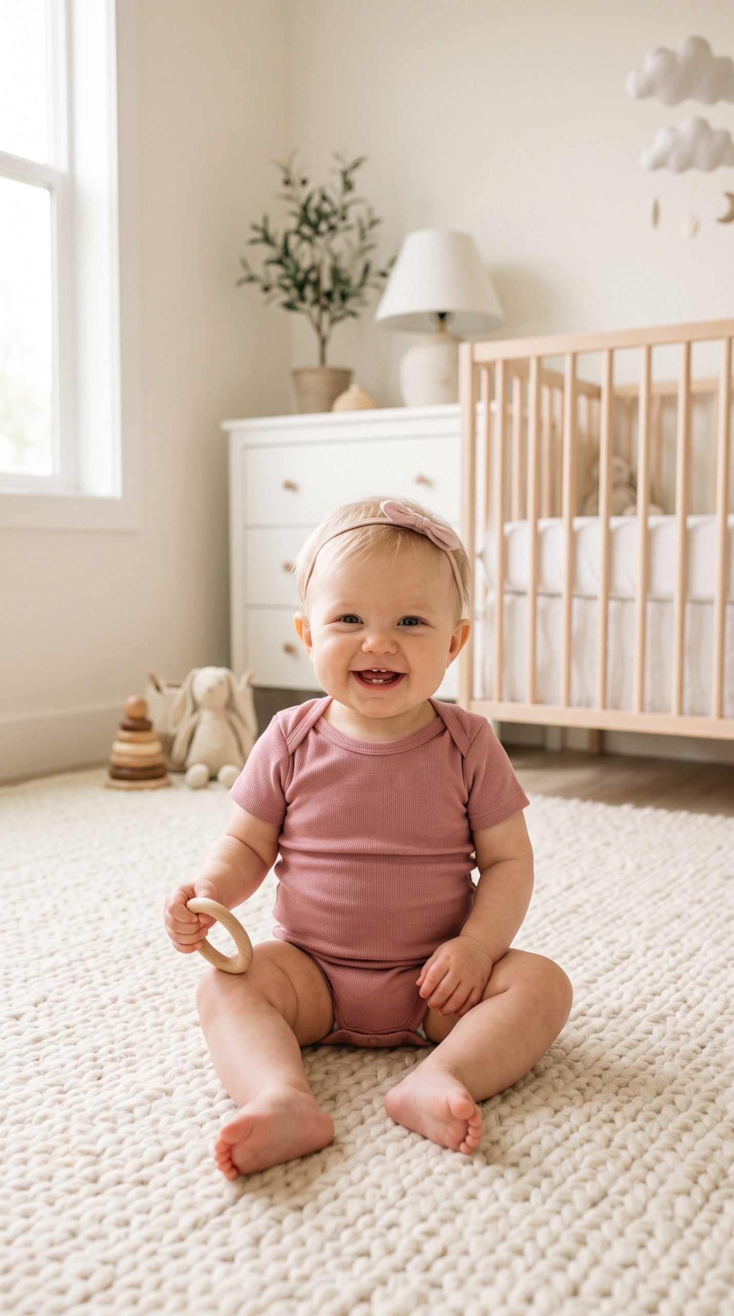 Baby sitting on rug - Elroza Pure Love Collection